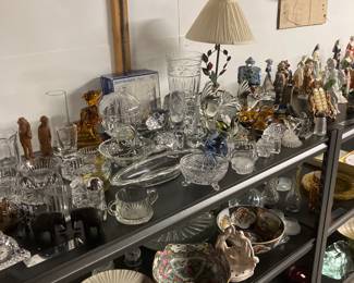 An assortment of vintage crystal