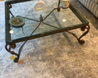 Glass and metal coffee table