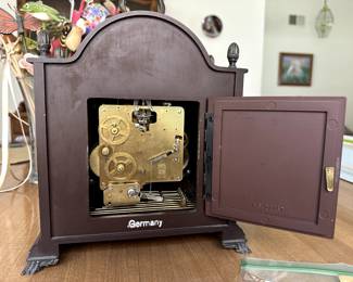Antique classic Hermle Mantel Clock, original from Germany with tag, instructions and key.