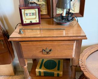 Side Table with Vintage Alarm Clock