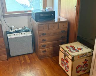 Guitar amplifier, Ethan Allen Heirloom chest, printer fax machine. 4th floor