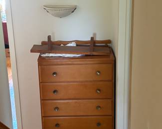 Oak shelf, maple chest