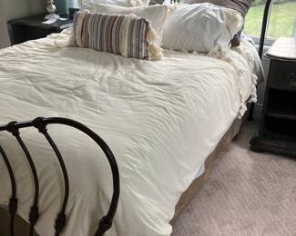 Metal queen bed and mattress