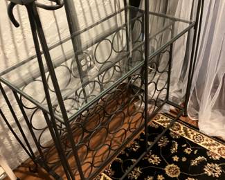 Glass and metal wine rack