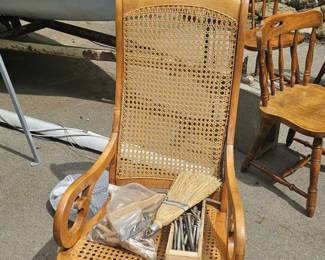 Wicker rocking chair.