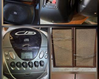 Audio Equipment *Arista - Tape head demagnetizer (not pictured)
*KLH Vintage Speaker (2 sets of 2)
*HP-Pro attic mount antenna (not pictured)
*Audiovox CDP1386-CD player w/ tape deck
*Yamaha NS-AW190 2-Way Indoor/Outdoor all weather speakers