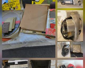 Power sanders, grinders and polishers
np = not pictured
*Lot of grinding discs - 4 1/2” - 5”,~20+
*Lot of grinding discs - >5 inch, ~10+ (np)
*makita - 4 ½” angle grinder(np)
*craftsman 257-192150 - ½ horsepower bench grinder
*Ryobi AG402 - 4 ½ inch angle grinder
*Makita 9565v- 5” angle grinder
*Craftsman Model 315.11650 - dual motion pad sander
*Black and decker No.9530 Type 1 - polisher,8” diameter,1/3 horsepower(np)
*Rigid 5 inch random orbital sander w/ air guard technology (np)
*porter cable 343 - random orbital sander
*porter cable 380 - ¼ sheet finish sander
*3m, Klingspor, norton - various sanding sheets, discs, screens, belts
*craftsman 315-22600 - industrial 4” belt sander (4” x 24”)
*(2) craftsman 315-11570 - sander polisher 2 speed 7”
*skil 593 - belt sander, 2.5” x 16”(np)