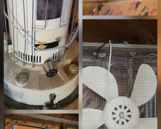 Heaters and fans
np = not pictured
*Kerosun Omni 105 Kerosene heater
*Sears Sun & Heat Lamp
*Dayton Portable Electric Jobsite & Garage Heater(np)
*Custom Box fan
*Box fan(np)
*Inficon Tek-Mate Refrigerant Leak Detector(np)
*IMC Magnetics Boxer Fan
*Air Cooler by Carol Wright
*Crosley portable space heater(np)