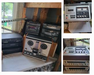 Audio Equipment *Aiwa CX-N5200U stereo system-Aiwa compact disc receiver, 3-CD changer, dual cassette deck, radio tuner and remote
*Pioneer PD-5100-Component Stereo radio, cd player
*TEAC (vintage) A-1250-Auto-Reverse Component StereoTape Deck Reel-To-Reel (RTR)
*SymphonicWF803 DVD/VCR
*Technics (Vintage)RS-276US by Panasonic Direct Drive Stereo Cassette Deck
*RCA RS1285 Mini System home audio system featuring 5-disc CD changer, dual cassette decks, and an AM/FM radio w/ two speakers
*Sony STR-7065 AM/FM Stereo Receiver
high-grade vintage audio component *Sony STR-6065- FM/AM radio receiver