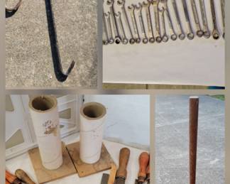 Hand Tools
np = not pictured
*Lot of sledgehammer heads
*Long-shafted flat-head 34-inch screwdriver(np)
*Lot of spud wrenches
*Lot of wire brushes(np)
*Lot of radius gauges(np)
*Lot of allen wrenches(np)
*Lot of cutting tools
*Lot of screwdrivers
*Lot of chisels and boring tools
*Sears Craftsman Rivet Gun(np)
*Crank action egg beater drills(np)
*Lot of saws
*Lot of open-ended wrenches
*Lot of mini screwdrivers(np)
*Lot of metal files
*Lot of hammers(np)
*Yankee spiral push ratchet screwdriver(np)
*Sargent heavy-duty ¼ ich hole punch(np)
*Lot of punches(np)
*Spanner wrench(np)
*Lot of tin snips
*2-piece rubber strap wrench set(np)
*Hand drill(np)
*Craftsman 5-inch swivel bench vise, Model 506-51801(np)
*Lot of ~20 hex head nut drivers(np)
*Lot of wrecking,crowbars and prying tools
*Crank action screwdrivers(np)
*Lot of pliers