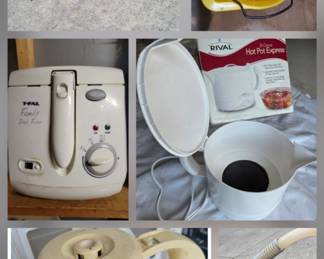 Housewares
np = not pictured
*3-panel fireplace screen
*Commercial Mop Bucket & Wringer
*Invento Electric Plate Cozy - Plate warmer(np)
*T-Fal Family Deep Fryer
*Rival 2-Quart Slow Cooker - Model MD-YHJ20B
*Presto Pressure Cooker(np)
*Ultrex Pack ‘n Save Vacuum Sealer, Model 14013
*National Aluminum Mfg. Co. Health Pressure Cooker
*Gevalia Insulated Coffee Carafe
*Toastmaster Pastry Chrome Toaster(np)
*The Pampered Chef Easy Accent Decorator(np)
*Valiant electric hot pot(np)
*Lot of moving blankets(np)
*Commercial clothing steamer(np)
*Insulated coffee carafe
*Lot of glass jars and mugs
*Two insulated cups(np)
*Rival 32 ounce Hot Pot Express
*Two 20 lbs propane tanks with propane burner
*Ultrex Pack ‘n Save Vacuum Sealer, Model 14013
*Elechomes vacuum sealer, model E101-MS
*Seal-a-Meal Vacuum Food Sealer, model VS107
*Walmart Deep Fryer
*Oval galvanized metal tub(np)
*Bamboo Bread Box- 16w x 11d x 7h(np)