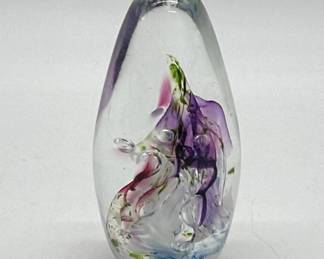 Signed art glass paper weight