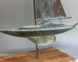 Copper sailboat mounted wind vane
