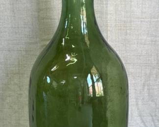 Green glass floor vase, approx 40”H