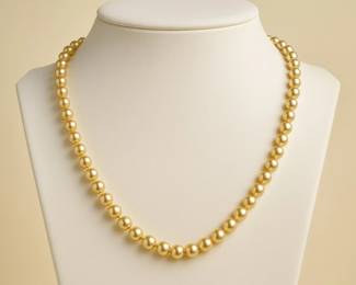 14kt Art Deco cultured pearl necklace diamond clasp