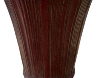Flared burgundy glazed garden pot