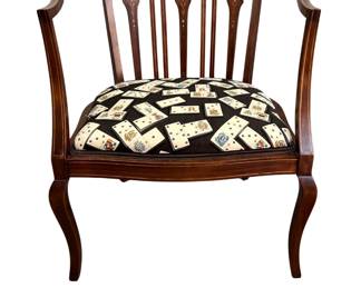 Victorian Revival mahogany armchair with MOP inlay