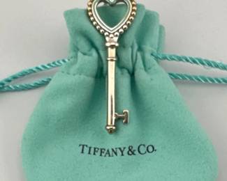 Tiffany sterling heart key pendant necklace