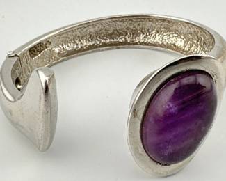 Italian sterling amethyst hinged cuff