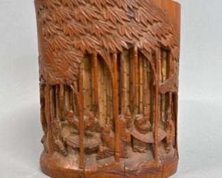 Carved Chinese brush pot