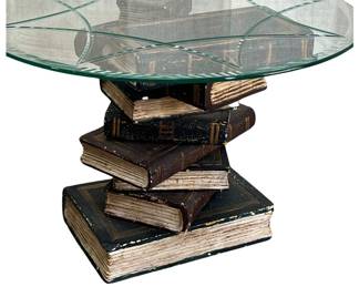 Glass topped faux book table