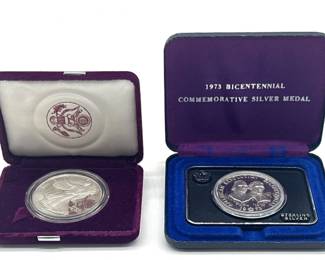 Silver Proof coin 1991 silver eagle, 1973 Bicentennial medal