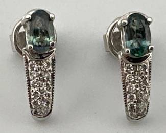 14kt natural Alexandrite, diamond earrings