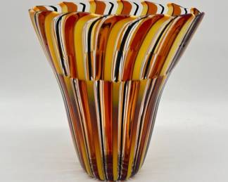 Amber black stripe vase
