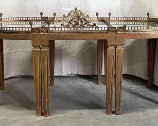 Three part gilded Regency style mirrored coffee table