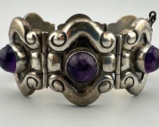 Vintage Mexican sterling, amethyst bracelet