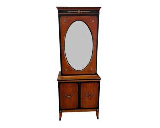 Small scale Regency style mahogany cabinet with oval glass door