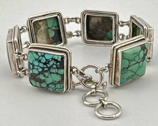 Sterling turquoise link bracelet