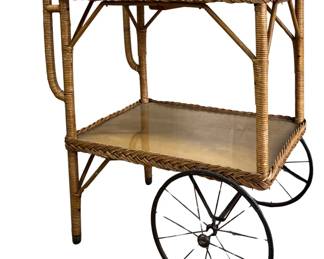 Vintage wicker tea cart