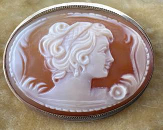 14kt horizontal cameo pin