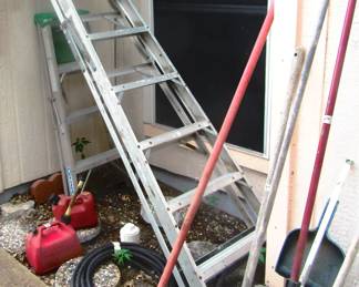 Ladders and misc, garden items.