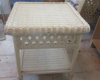 Two outdoor wicker style end tables