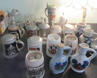 German beer mugs some marker West Germany and others marked Germany.