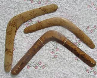 Three full size handmake boomerangs, sold separate.