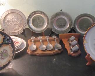 Collectors German plates and pewter plates, vintage pewter spoons, and more.
