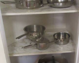 Stainless pots and pans and other misc. pots and pans.