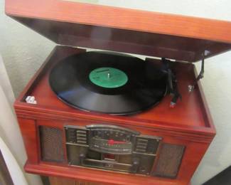 Small record player and radio combo.