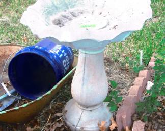 Concrete bird bath - located in patio area