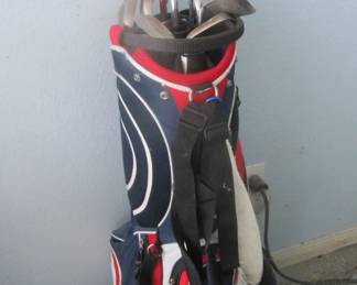 Golf clubs and bag.