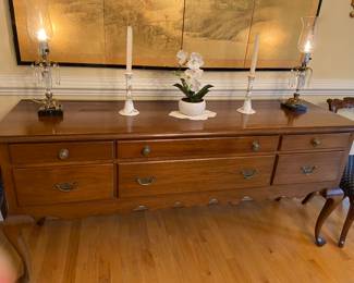 Maple sideboard buffet by William Aubrey Seay of Louisa, VA, with lined flatware drawer, made in 1970