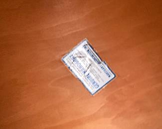 Mahogany label on coffee table