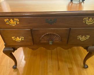William Seay Queen Anne lowboy with carved fan detail