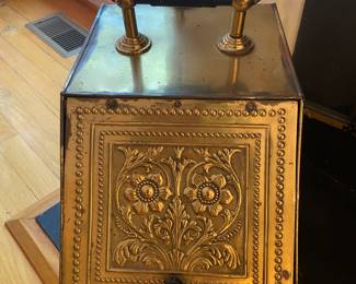 Antique brass coal scuttle