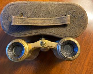 Mother of Pearl Opera glasses made in France with original leather silk-lined case