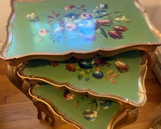 Set of three painted nesting tables made in Italy