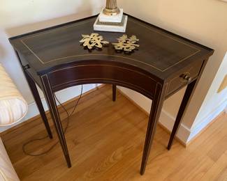 Corner table with inlay and two drawers